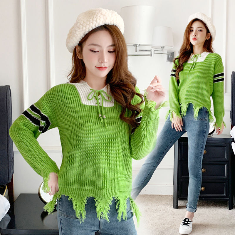 

Women's hooded fringed sweater 2020 spring and autumn Korean loose irregular college style sweater outer wear, Black