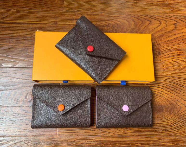 

2020 fashion women purses luxury real leather multicolor short wallet Card holder classic zipper pocket designer wallets no box 41338#, Red