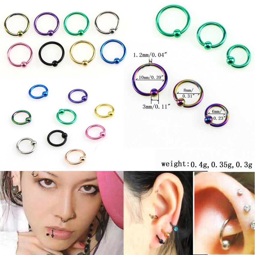 2er set negro piercing bala rosca 1,6mm pelota Black en 3//4//5//6mm labio oreja