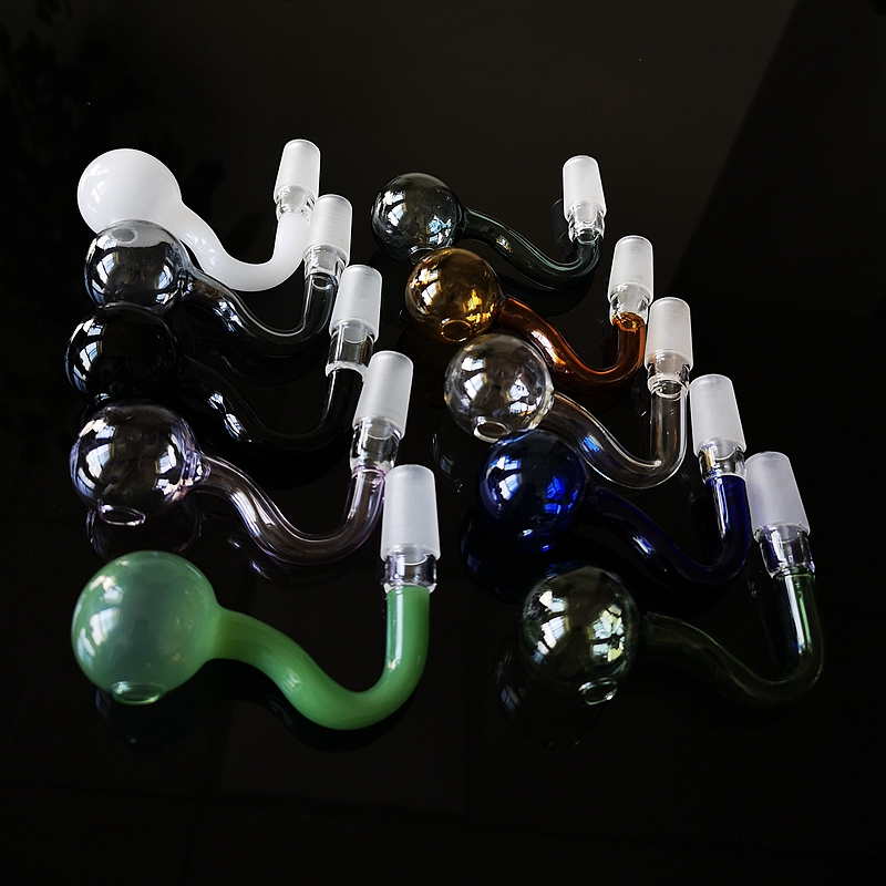 

100pcs Colorful Pyrex Glass Oil Burner Pipe 10mm 14mm 18mm Male Female Joint Thick Glass Pipes For Quartz Banger Nail Oil Dab Rigs Dab Tool