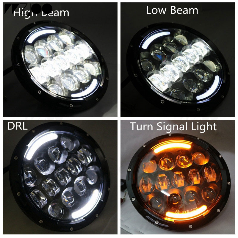 

Motorcycle 105W 7inch round led headlight offroad PAR56 turn signal headlamp DRL for Wrangler 07-15 CJ TJ JK YJ hummer