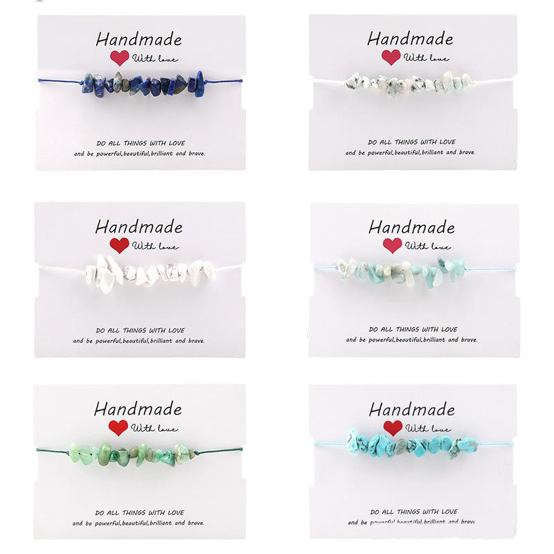 

Newest Natural Gravel Stone Beaded Bracelet Fashion Jewelry For Women Men Colorful Handmade Braided Rope Geometry Stone Charms Bracelet Gift