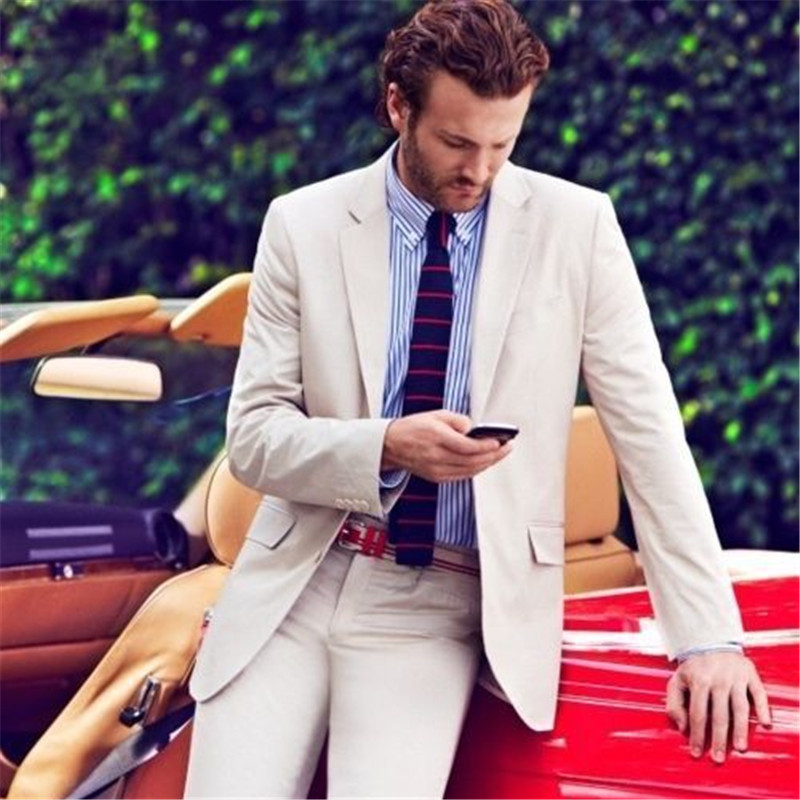 

Casual Men's Suit 2 Pieces Jacket Pants Set Latest Blazer Pant Designs Slim Fit Wedding For Men Outfit Summer Beach Style Terno, Same as image