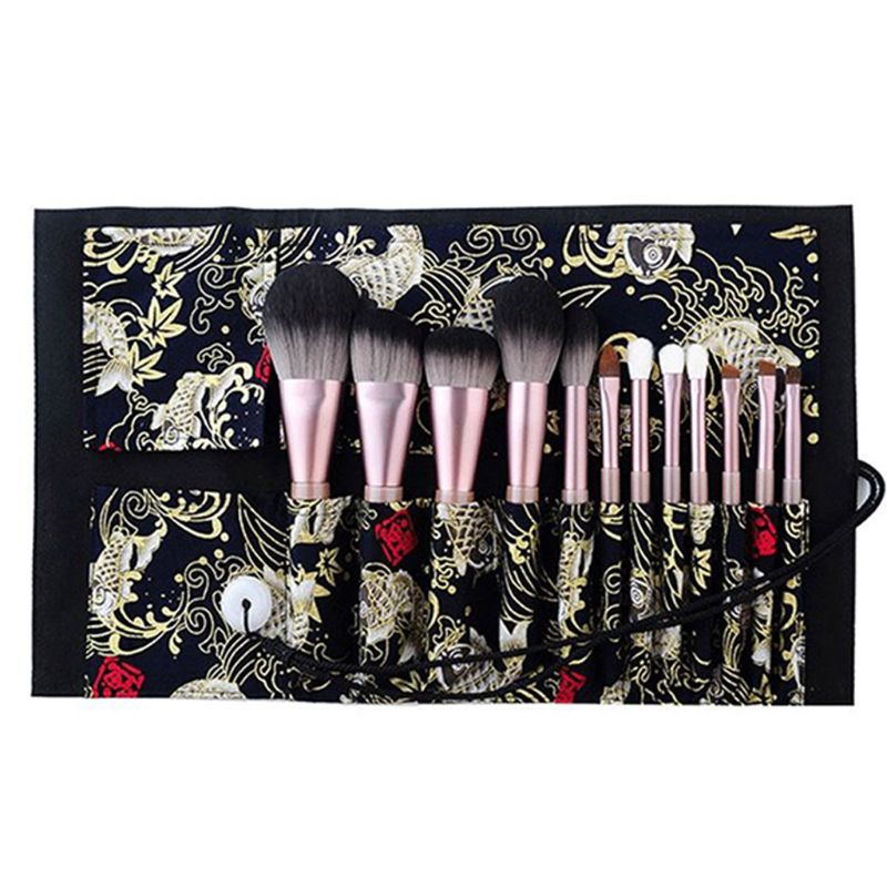 

12pcs Pro Face Cosmetic Powder Makeup Brush Foundation Tool with Storage Case