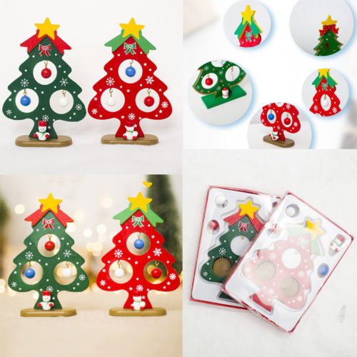 

US Christmas Wooden Christmas Tree Minil Hanging Decor Ornaments Home Decoration