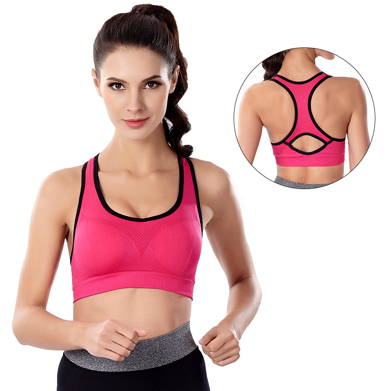 

Women Sports Bras Shockproof Running Gym Yoga Vest Push Up Large Size XXL Mesh Nylon Spandex Sportswear With Pads Tops