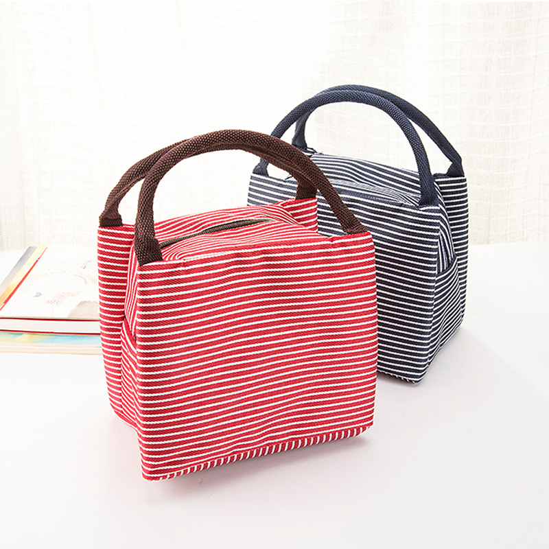 Thermique Portable Isotherme froid Toile Rayure Picnic Fourre-tout Carry Sac-Repas Bon