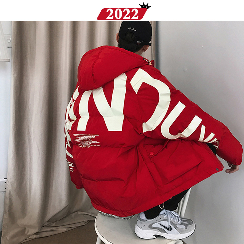 

Men's Down & Parkas Men Streetwear Oversized Bubble Jacket 2021 Parka Mens Letter Print Hip Hop Fashions Windbreaker Womens Korean Coats, Black