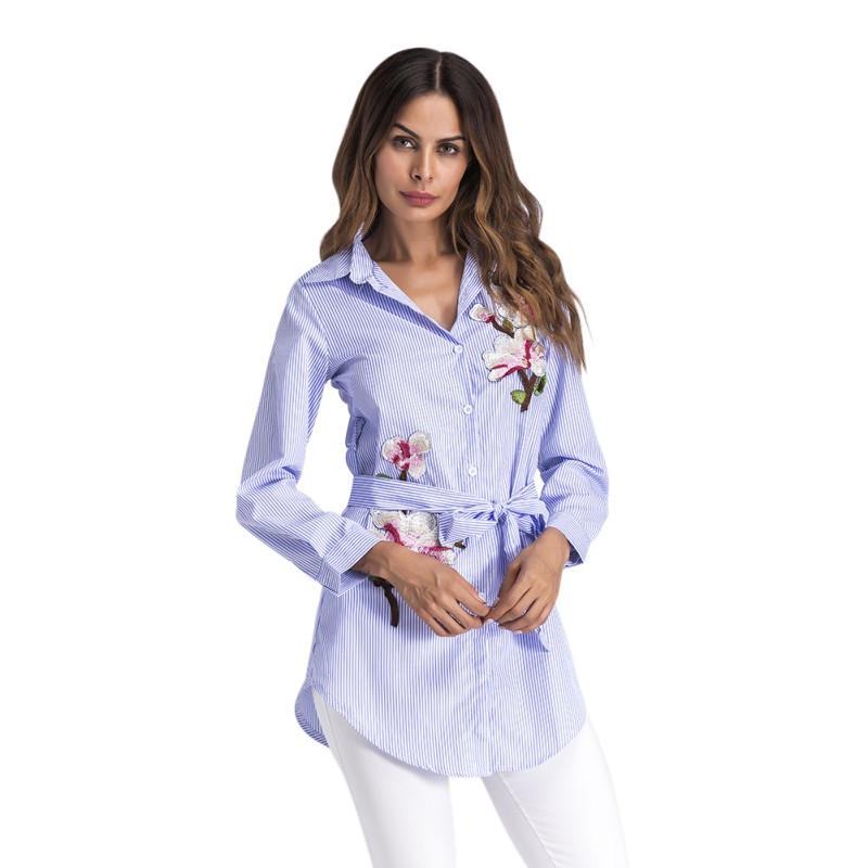 camisa de rayas azul y blanca mujer