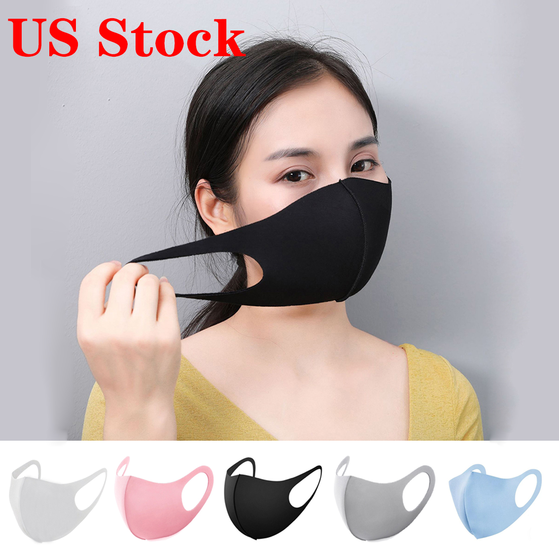 

US Stock! Designer Mouth Face Mask Black Cotton Blend Anti Dust and nose protection K-POP Mask Fashion Reusable Masks for Man Woman FY9041
