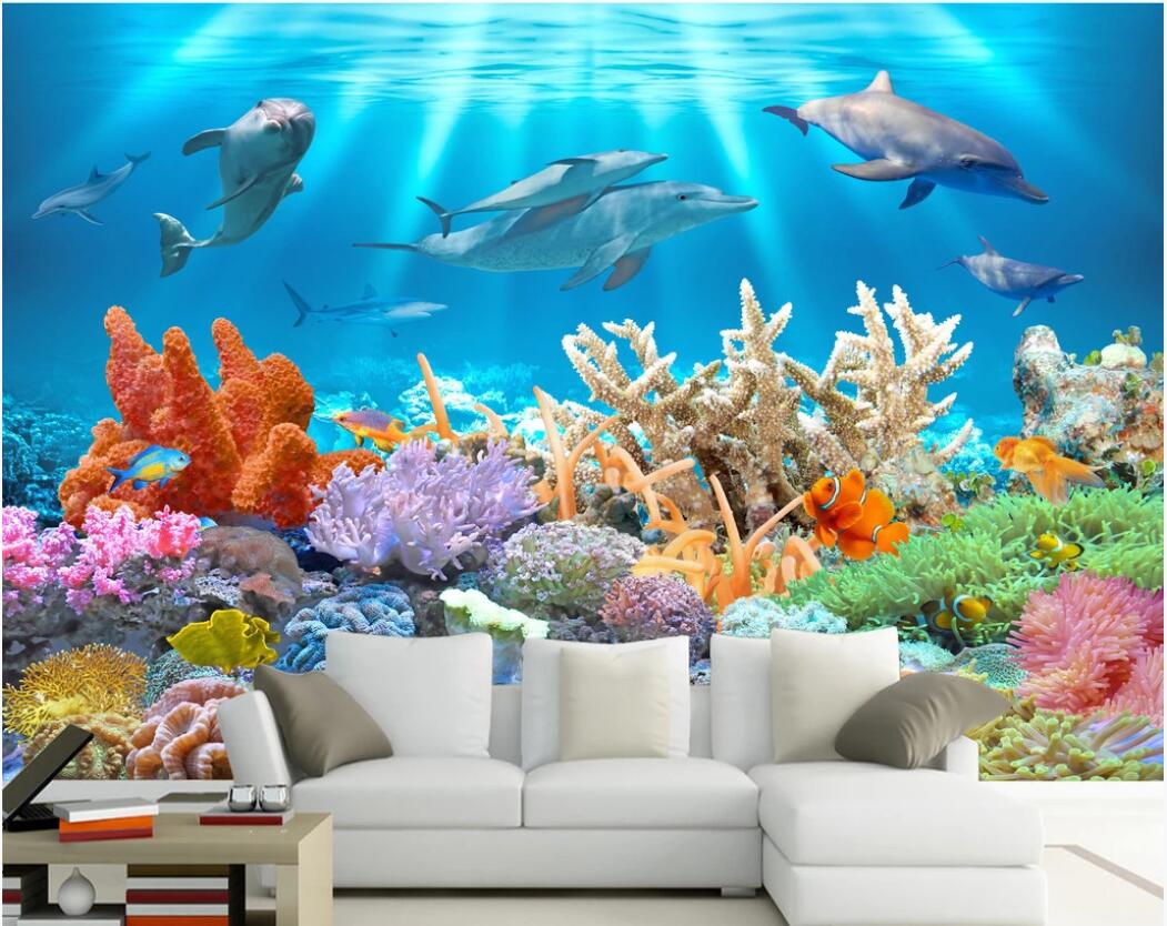 

3d wallpaper custom photo murals Coral reef underwater underwater world hd TV background wall decor wall art pictures, Non-woven fabric