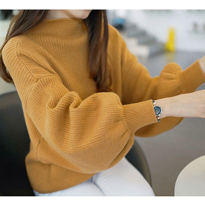 

Autumn winter fashion women sweater yellow turtleneck bat sleeve loose pullover 2020 women retro casual sweater streetwear, Black