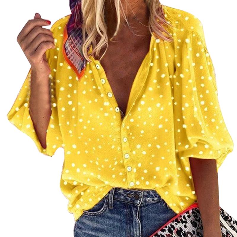 

Women's Blouses & Shirts WENYUJH Long Sleeve Women Shirt Blouse Autumn Office Lady For Tops 2021 Summer Vintage Button Female, Color 6