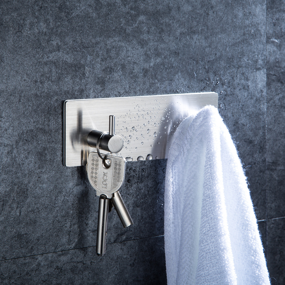

3M Self-Adhesive Wall Door Hook Heavy Duty Stainless Steel Hanger Bathroom Kitchen Towel Rust Double Hook