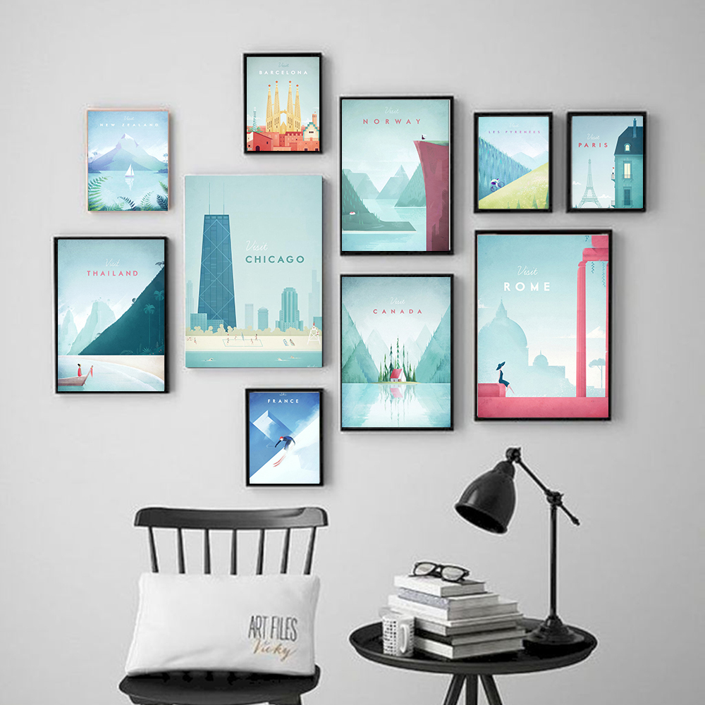 

Famous World Travel London Poster Series Attractions Canvas Painting Wall art Posters and Prints Pictures For Living Room Decor