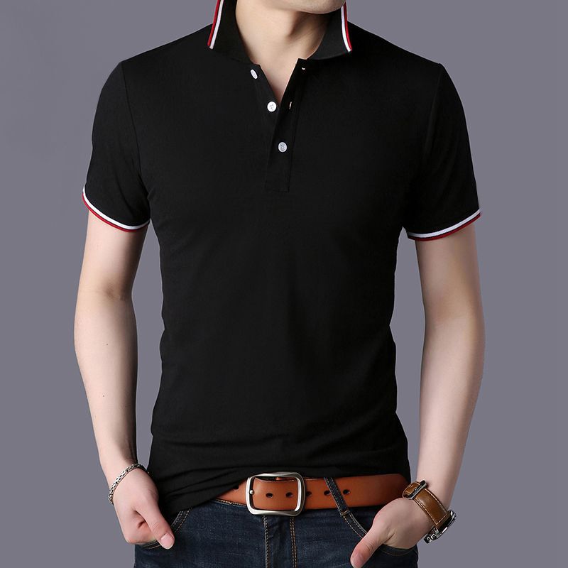 

2019 Summer Men Shirt Men Business Casual 95% Cotton Brand New Male Short Sleeve Shirts Plus Size 3XL, 6827 black