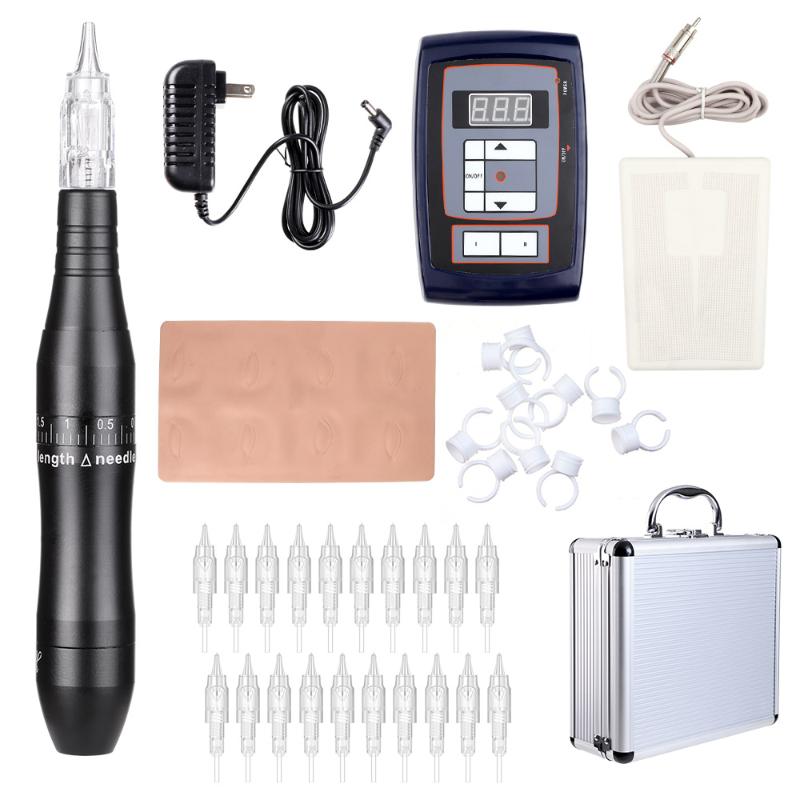 

Tattoo Pen Kit Hybrid Rotary Tattoo Machine Permanent Makeup Pen Kit Power Supply 20 Needle Cartridges EK201A