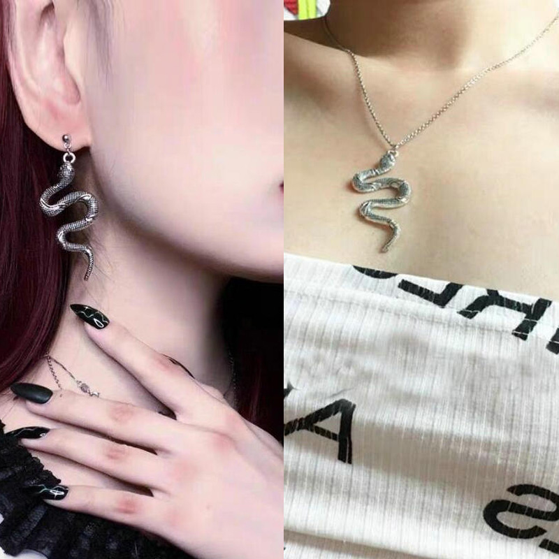 

Dangle & Chandelier Fashion Vintage Gold Silver Snake Earrings For Women Pendant Zinc Alloy Long Retro Style Jewelry