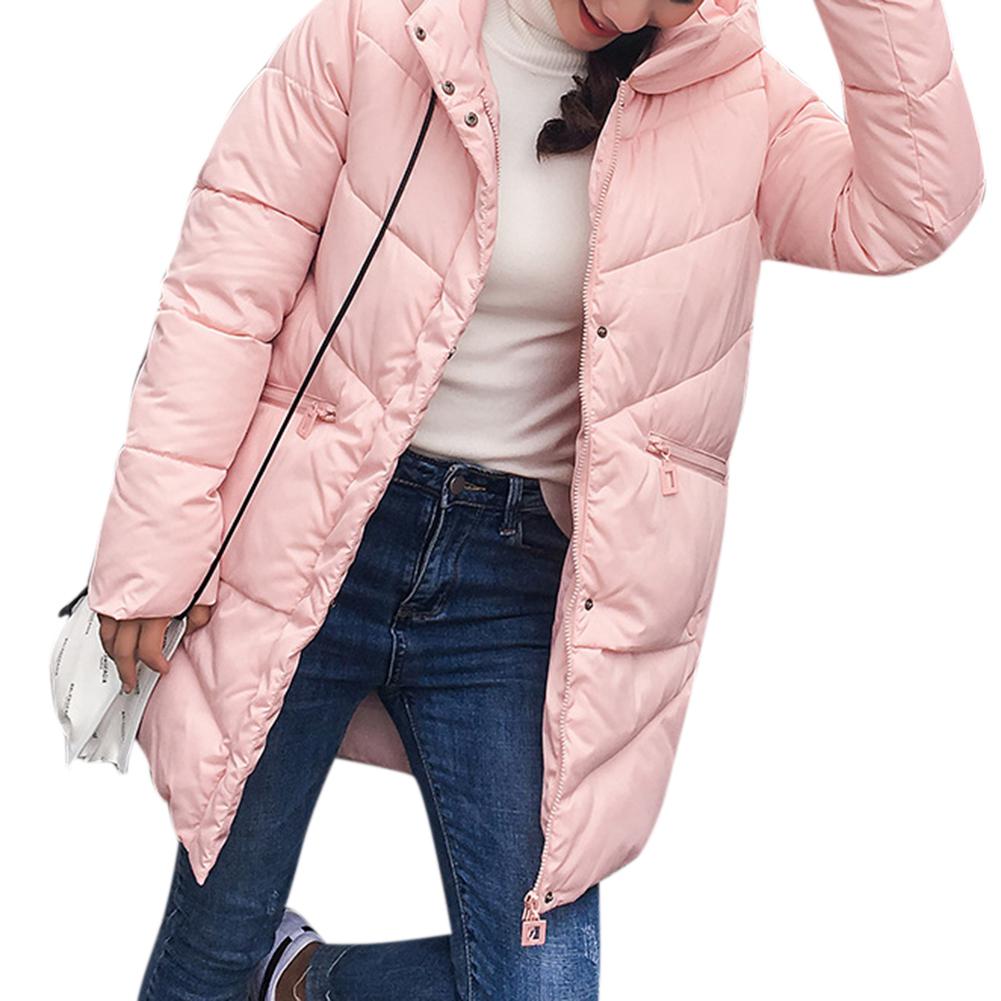 

mrwonder Winter New Women Solid Color Medium Style Thickened Cotton-Padded Clothes Hooded Coat Tops Gift, Black