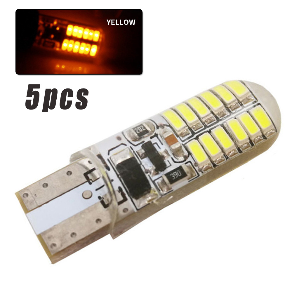 5pcs Strobe Flash T10 LED Silice Largeur Lumière Frein Stop Ampoules 10-3014-24 12V feu de stationnement Stable et Flash Lights 12V t10 24smd led