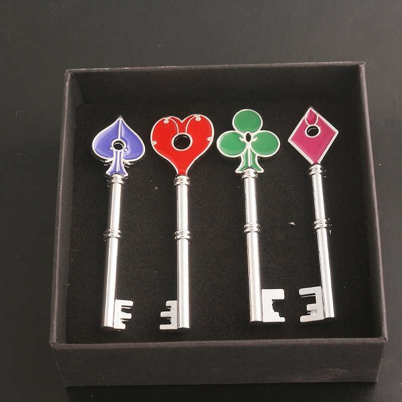 

Game RE 2 Remake RPD Keychain Raccoon City Station Spade Club Heart Keys Pendant with Gift Box for Women Men Jewelry