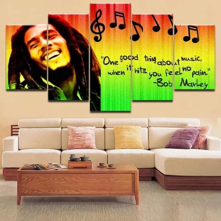 

HD 5 Pieces Printing Painting Singer Bob Marley Type Poster Modular For Home Decorative For Living Room No Frame