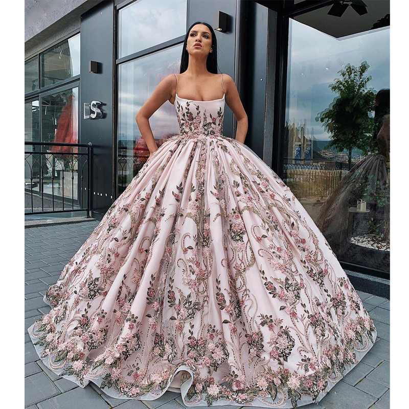 

2020 Ball Gown Lace Prom Dresses Spaghetti Strap Floor Length Evening Dress Custom Made Special Dress Prom Party Gown, Red