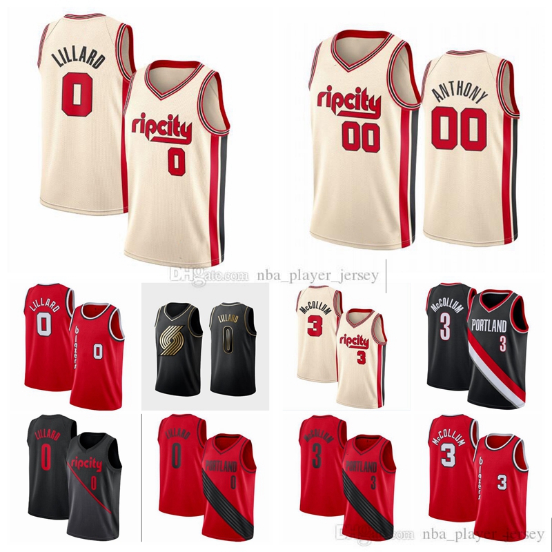 

Portland Trail Blazers Jersey 0 Damian Lillard 00 Carmelo Anthony C.J. McCollum 3 City Basketball Jerseys, Black;red