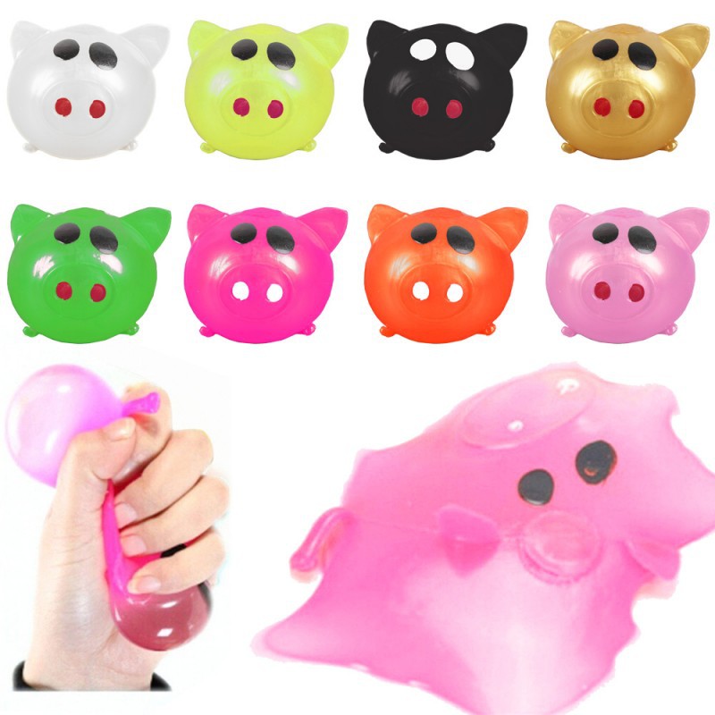 

Newest Anti-stress Decompression Splat Water Ball Vent Toy colorful pig head water ball squeezing toys Funny kids Splat toys
