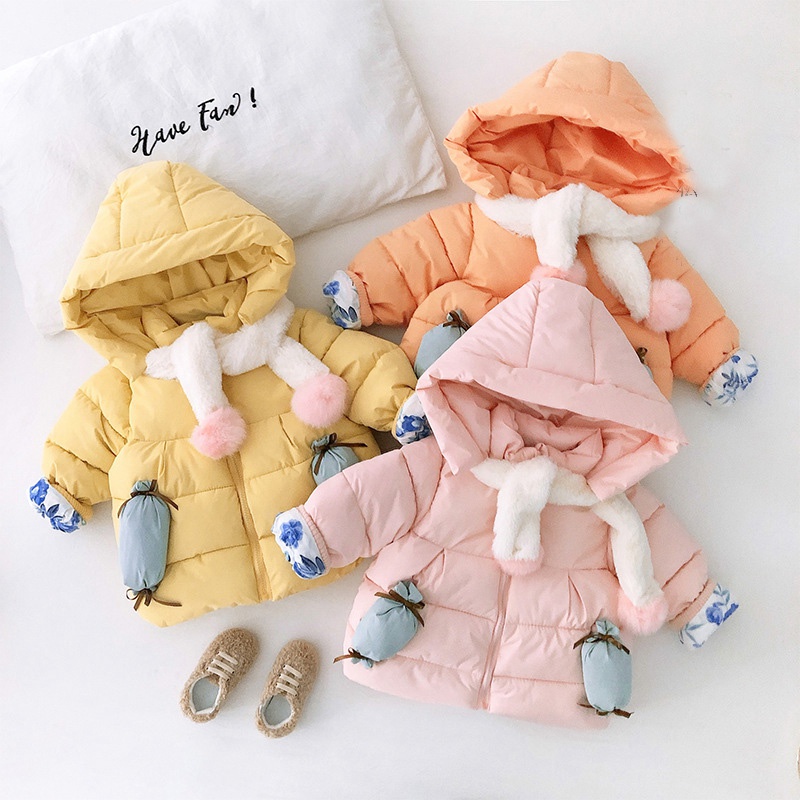 

Winter Girls Thicken Parkas Princess Snow Wear Coat Warm Children Baby Infant Hooded Jacket Outwear, Pink