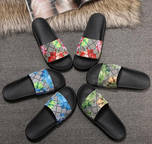 

Luxury Europ Slide Summer Fashion Wide Flat Slippery With Thick Sandals Slipper Men Women Designer Shoes Flip Flops Slipper Size 36-45, Black