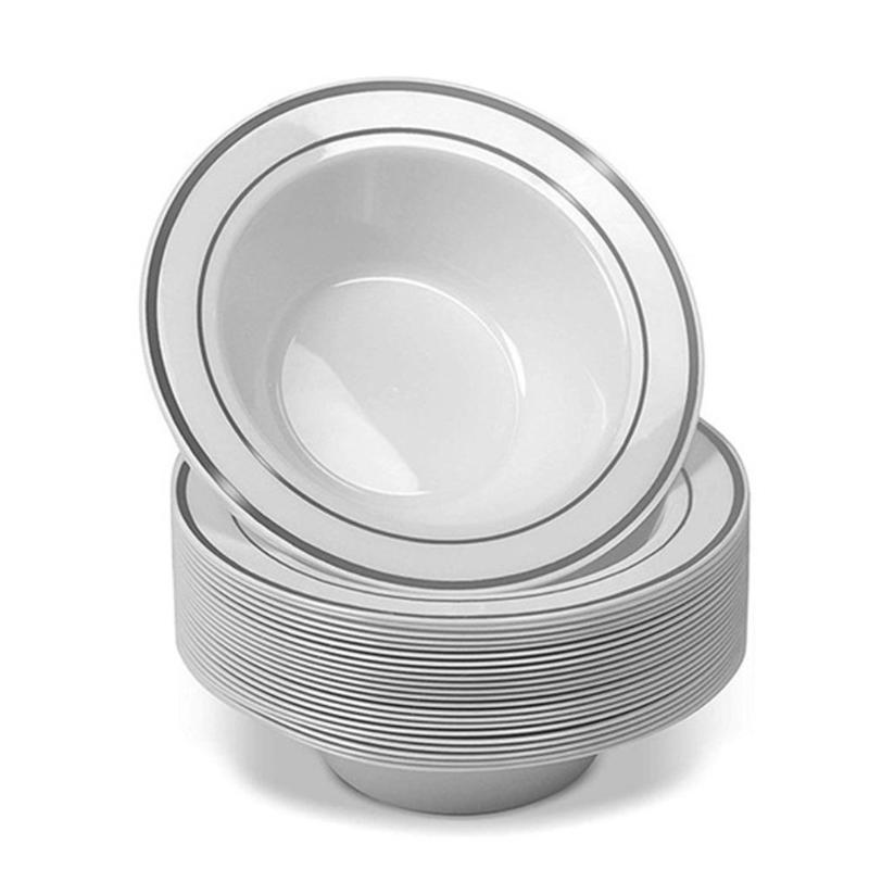 

20Pcs/set Disposable Salad Soup Bowl Heavy Duty Anti Leak Spill Dinnerware Container