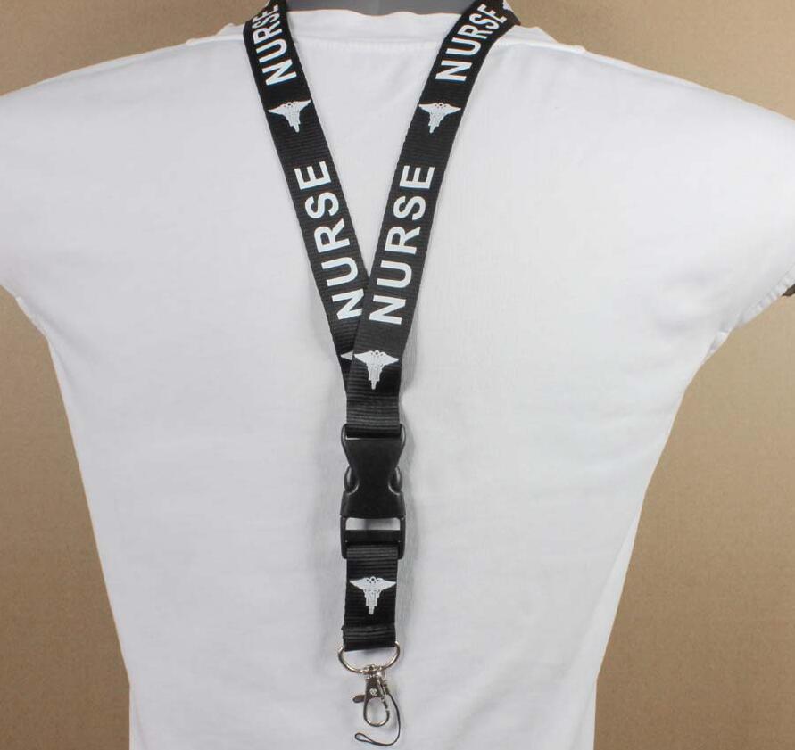 

New 100 pcs Black NURSE neck Lanyards for keys wholesale mobile phone neck straps