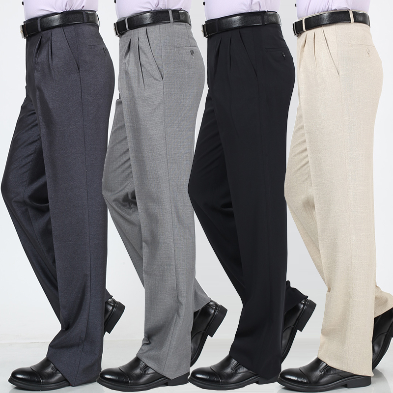 

New Arrival Linen Trousers Old People Father Men's Loose Casual Suit Long Pants A Lot Of Colors Super Large Tall Size 29-42 44, 0001 black b
