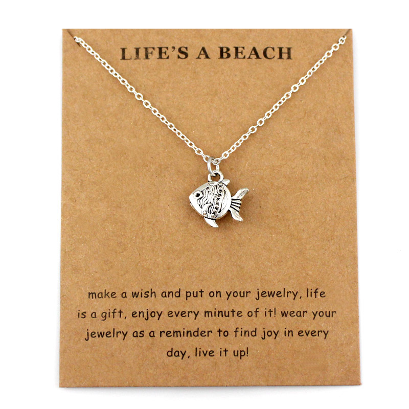 

Fish Shark Sand Dollar Necklace Starfish Conch Shell Ocean Waves Sea Turtle Seahorse Sailing Pendants Necklaces Women Jewelry