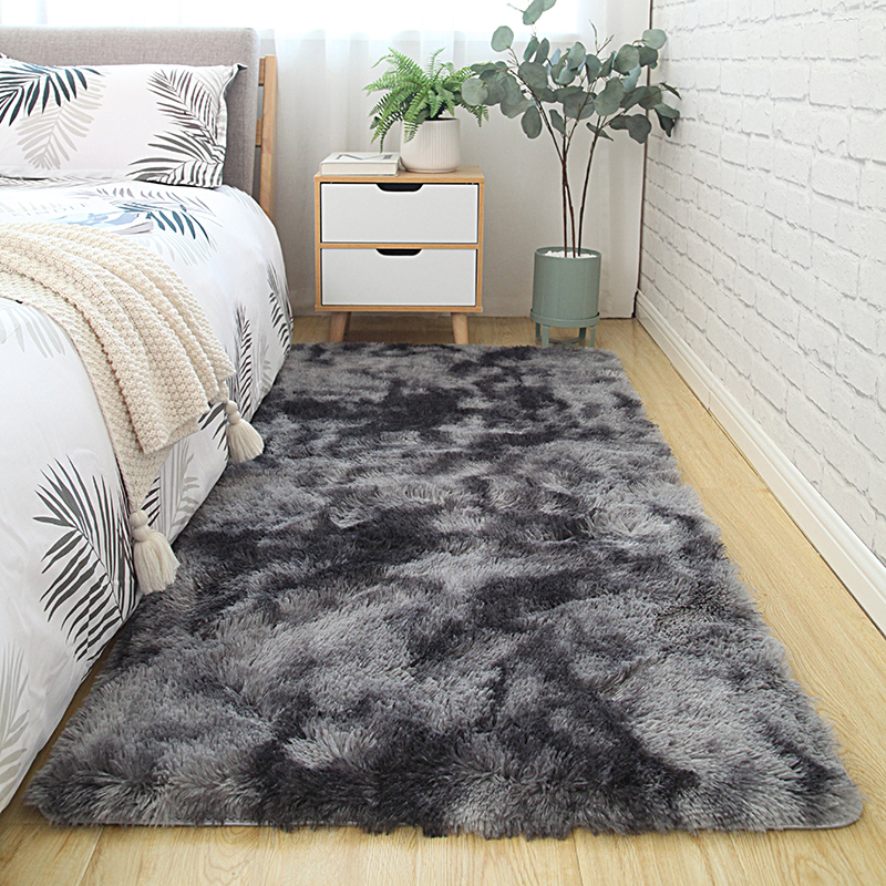 

Grey Carpet Tie Dyeing Plush Soft Carpets For Living Room Bedroom Anti-slip Floor Mats Bedroom Water Absorption Rugs alfombra
