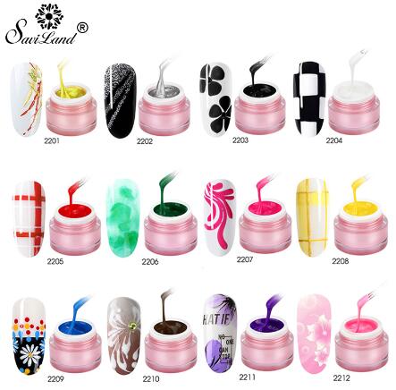 

Saviland Paint Gel Charming Pure Colors UV LED Nail Painting Gel Color for Finger Nail Art Design Nail Gel Polish Lacquer, As shown