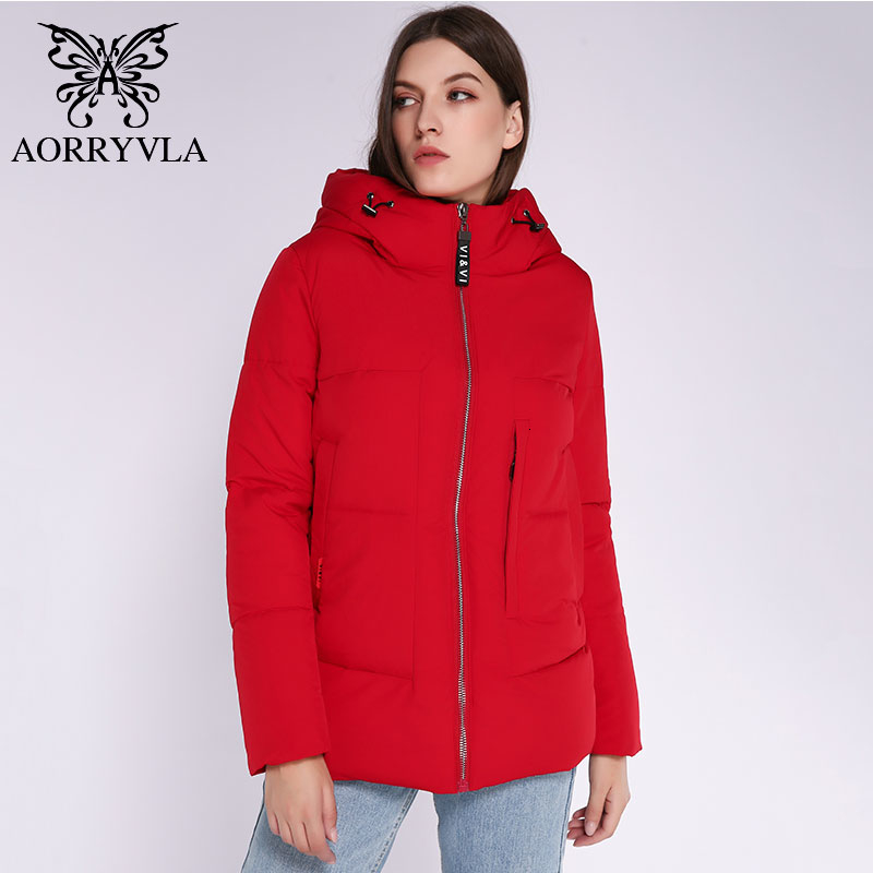 

AORRYVLA Parkas Woman 2019 Short Winter Jacket For Women Hooded Windproof Stand-Up Collar Thick Warm Winter Female Parka Casual V191209, Red