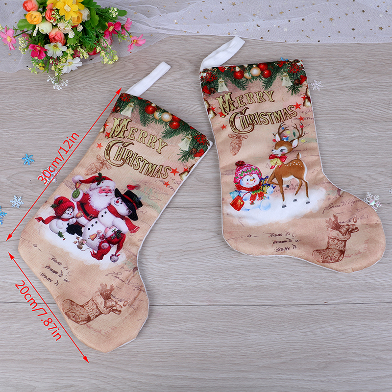 

1PC Christmas Stockings Cloth Small Boots Gift Bags Ornaments Party Home Decorations 3Styles