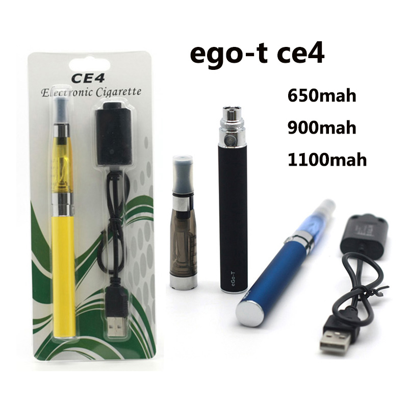 

EGO-T CE4 Starter Kit 1.6ml Atomizer Ego t Batteries Blister Packing 1100mah 900mah 650mah Battery 510 Thread Free DHL Ship