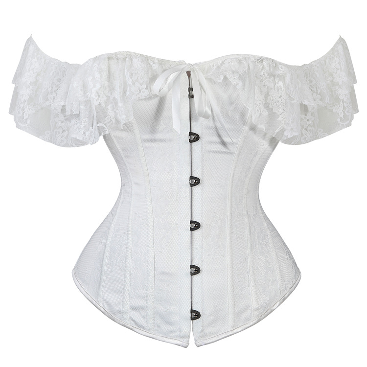 

Aonve Lace Corset Black Gothic Sexy Top Corset White Lace Wedding Dress Shoulder Bimodal Bone Coat Gothic