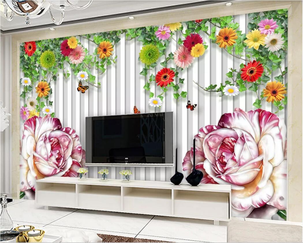 

3d room wallpaper custom photo mural Modern garden peony flower vine TV background wall home decor wall art pictures wallpaper for walls 3 d, Non-woven fabric