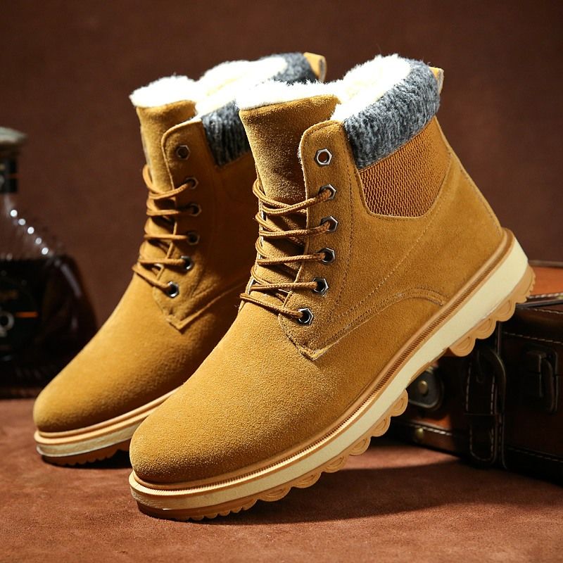 

Snow boots plus velvet thickening men's winter high to help warm cotton shoes youth wild warm cotton boots men's booties