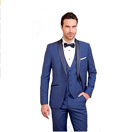 

Fashionable One Button Groomsmen Shawl Lapel Groom Tuxedos Men Suits Wedding/Prom/Dinner Best Man Blazer(Jacket+Pants+Tie+Vest) 779, Same as image
