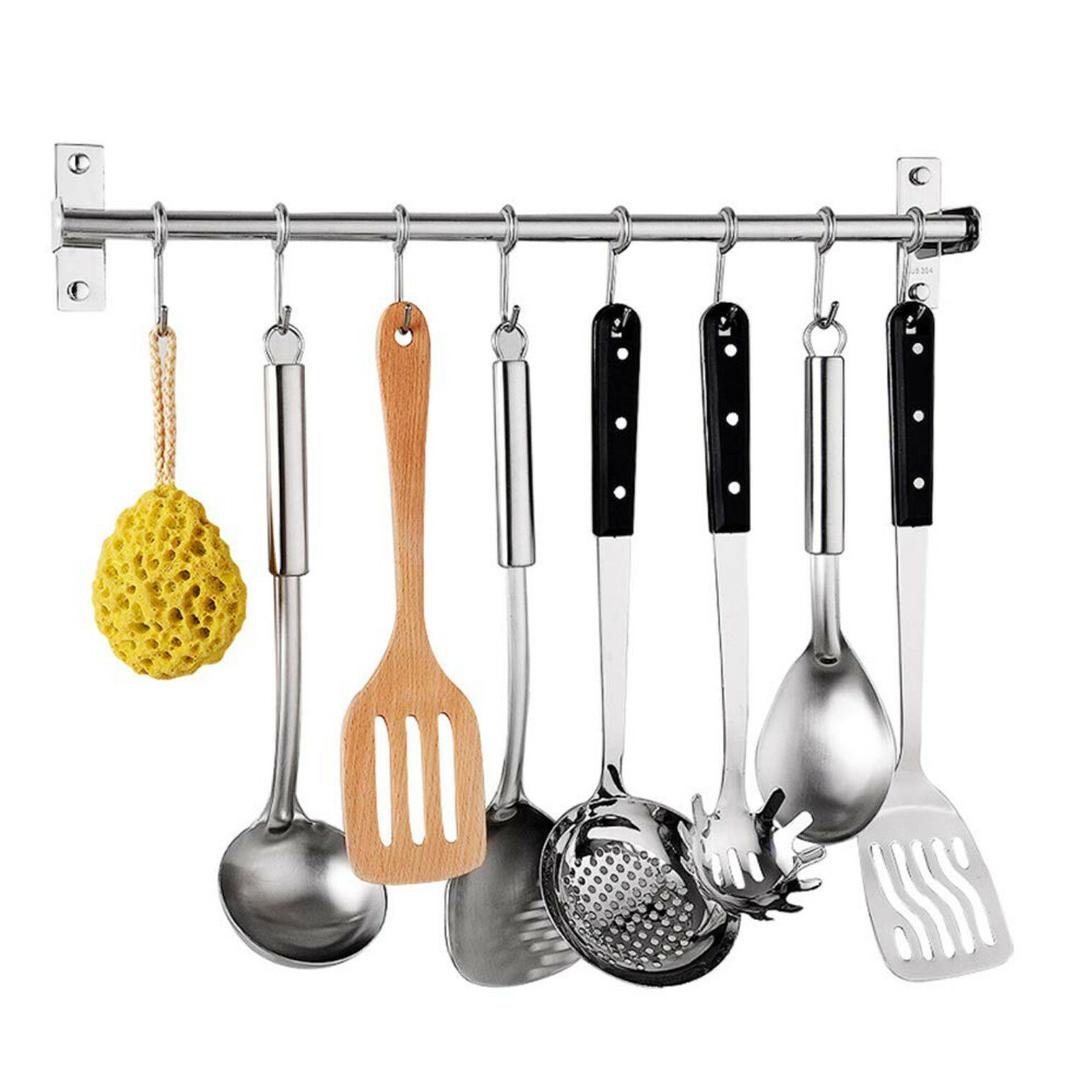 

12 Hook Stainless Steel Multifunctional Hooks KITCHEN Wall Hooks Hanging Wall Cabinet Kitchen Hook Space Saving