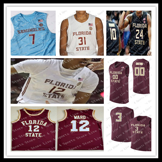 

Custom 2021 Florida State Seminoles Malik Osborne Wyatt Wilkes MJ Walker Devin Vassell Trent Forrest Polite FSU College Basketball Jersey, Blue