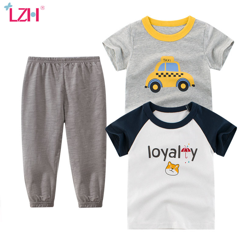 

Summer Toddler Boys Clothes 2020 Children Clothing Girls Casual Print T-shirts+Pants Three-piece Sets Kids Sport Suit Outfit, Pink