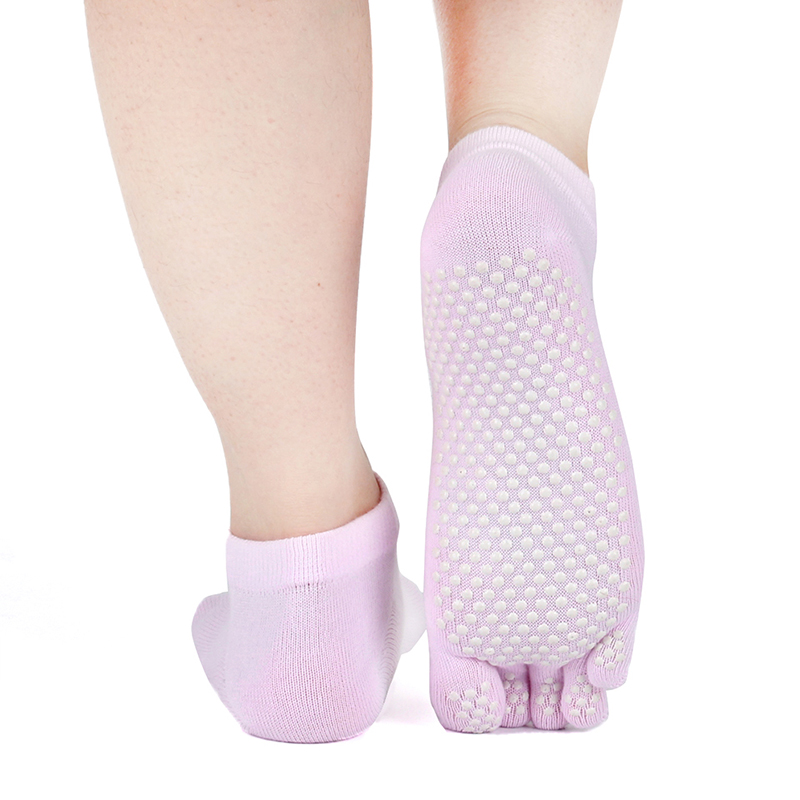 

Women Yoga Five Fingers Sock Anti Slip Pilates Dance Gym Ballet Sport Fitness Toe Grip Silicone dots non-slip Socks, Black