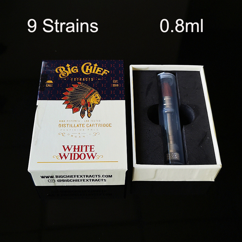 

Big Chief Carts Vape Cartridge Packaging 0.8ml Copper Coil Glass Tank Empty Vape Pen Cartridges Thick Oil Dab Pen Vaporizer 510 Thread