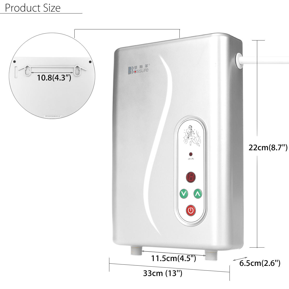 

Electric Hot Water Heater Instant Shower Panel System Kit Tankless Water Heater for Bathroom Kitchen 220V